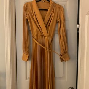 Vintage Mustard Pleated Dress